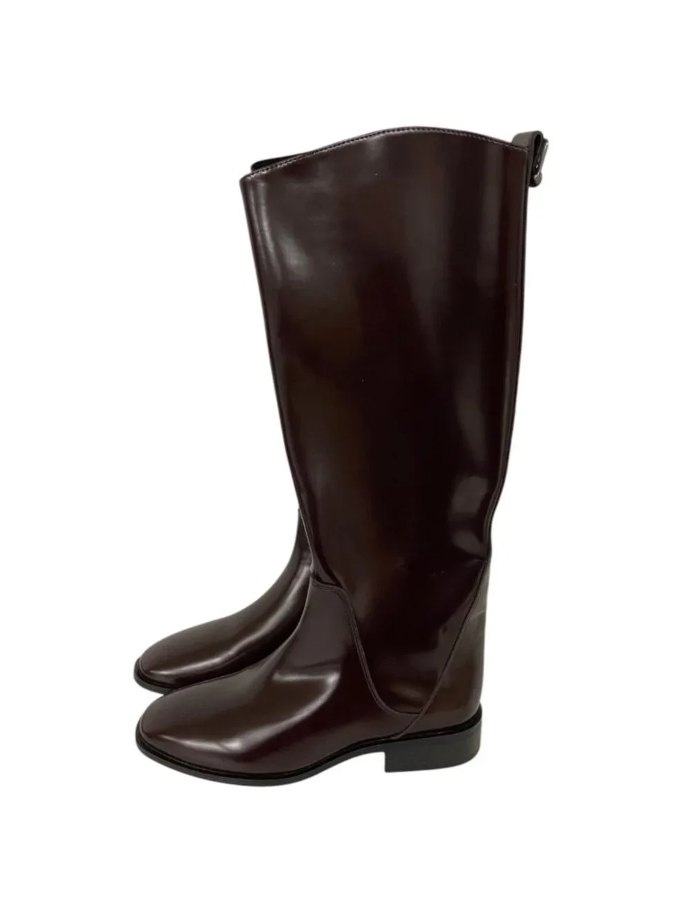 Zara Womens Boots Knee High Tall EU 39 US 8 Burgundy Round Toe 1000/510 NWOB